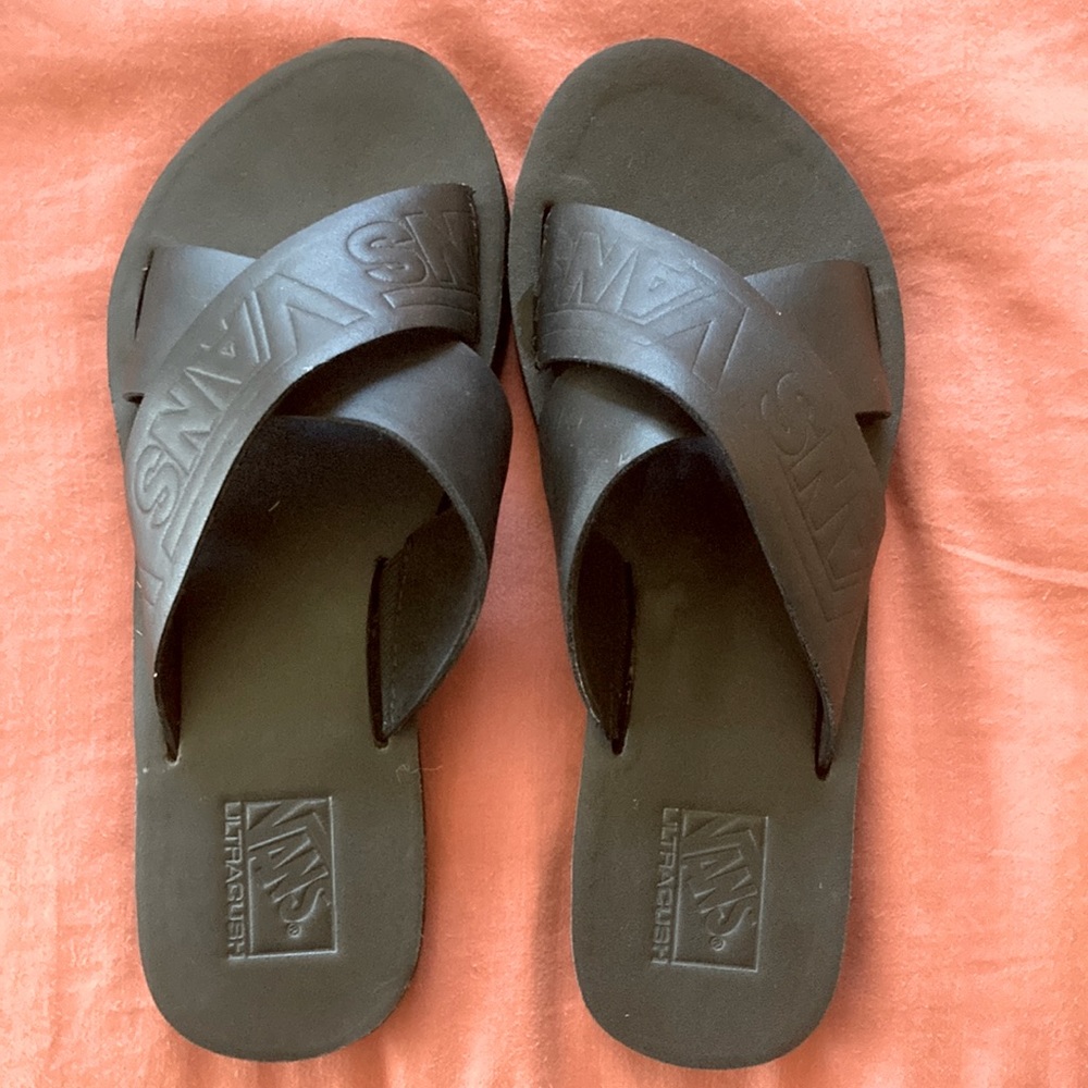 Vans black cross cross sandals